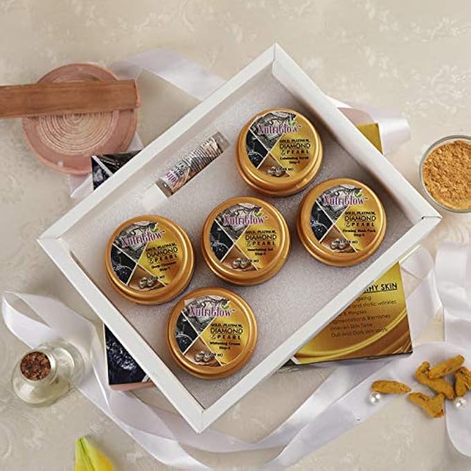 NUTRIGLOW GOLD PLATINUM DIAMOND & PEARL FACIAL KIT (250GM+10ML) & BLEACH (43 GM) COMPLETE SKIN CARE, ALL SKIN TYPES (PACK OF 2) - Image 2